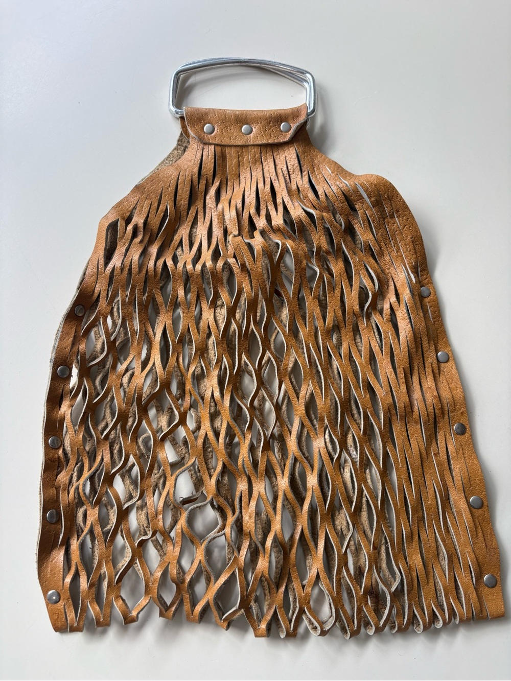 Vintage leather mesh bag